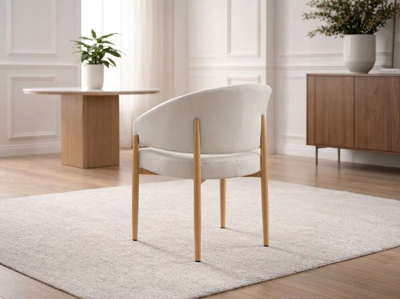 Lot de 2 Chaises Tissu Beige Charly Pieds Bois - L52 x D53 x H83 cm - Vue de profil