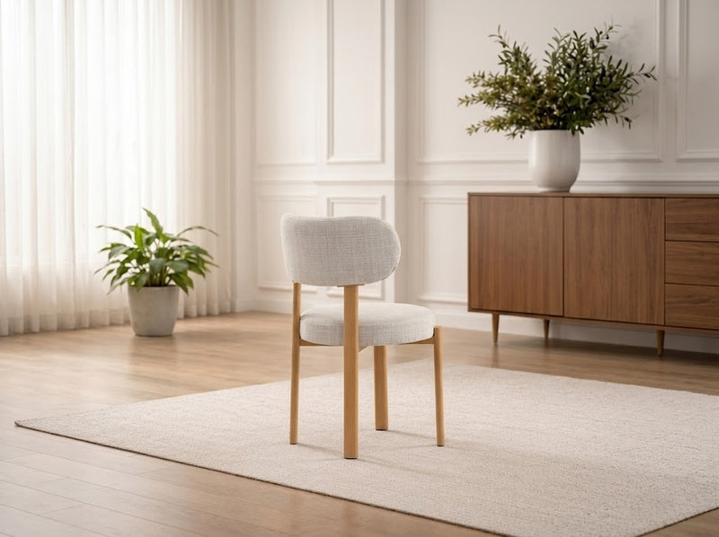 Lot de 2 Chaises Velours Beige Hailey Pieds Bois - L52 x D53 x H83 cm - Vue de profil