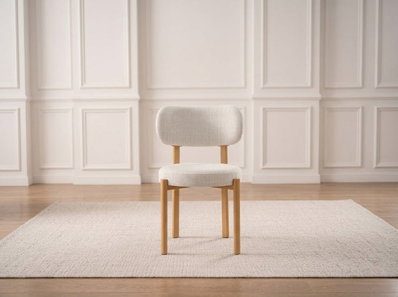 Lot de 2 Chaises Velours Beige Hailey Pieds Bois - L52 x D53 x H83 cm - Détail structure et pieds