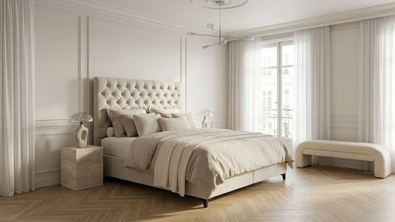 Lit Coffre Tania – Velours, Coffre Intégré, 140/160x200 cm - Détail revêtement et pieds
