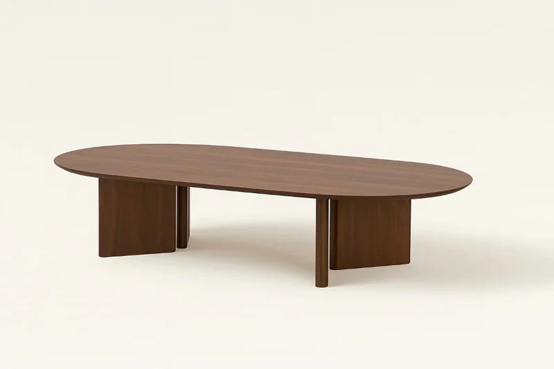 Table Basse Ambre – MDF Effet Noyer, 120 cm - Détail plateau