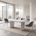 Table Repas Joséphine – MDF Effet Marbre, Pieds Blancs, 160 cm - Vue d'ensemble
