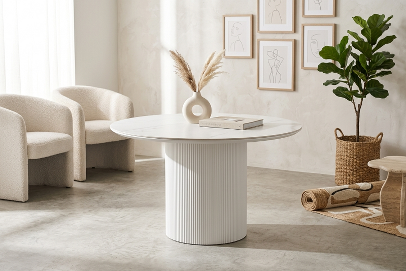 Table Repas Ronde Livia – MDF, Ø 120 cm - Vue d'ensemble