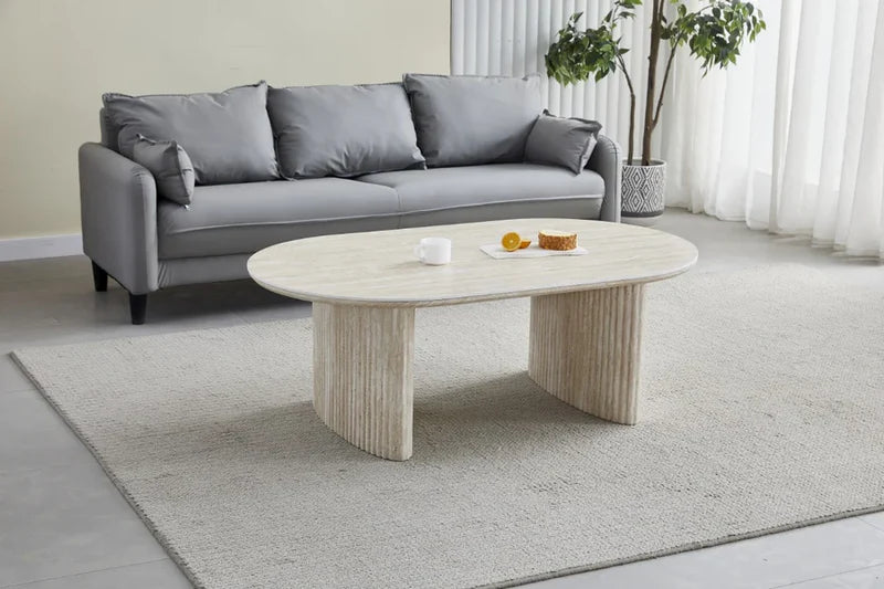 Table Basse Joséphine – MDF Effet Marbre, 100 cm - Détail plateau