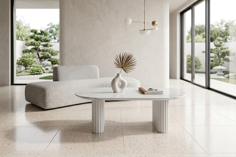 Table Basse Oslo – MDF, Forme Rectangulaire, 110 cm - Détail plateau