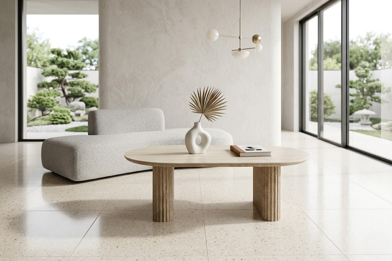 Table Basse Oslo – MDF, Forme Rectangulaire, 110 cm - Vue de côté