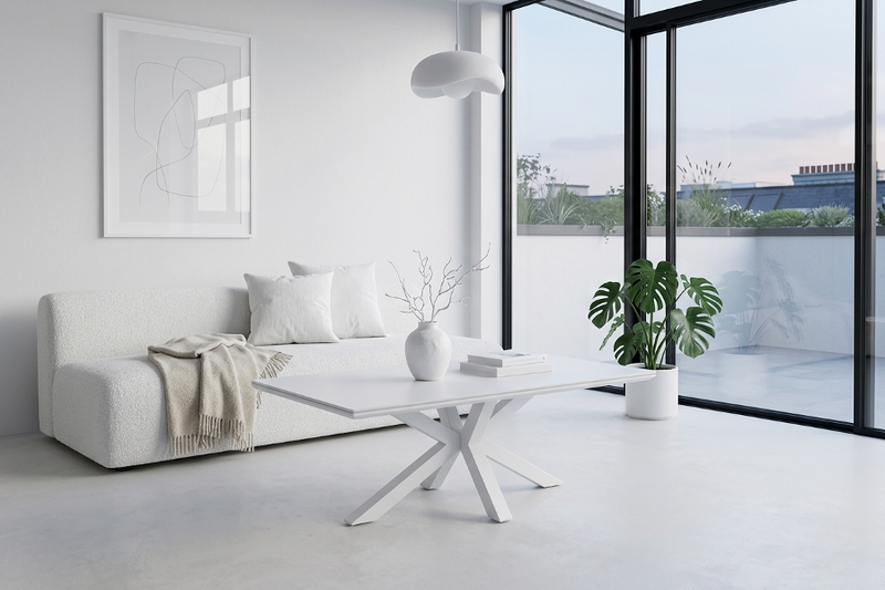 Table Basse Silvia – MDF Blanc, 100 cm - Vue d'ensemble