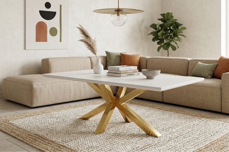 Table Basse Silvia – MDF Blanc, 100 cm - Vue de côté