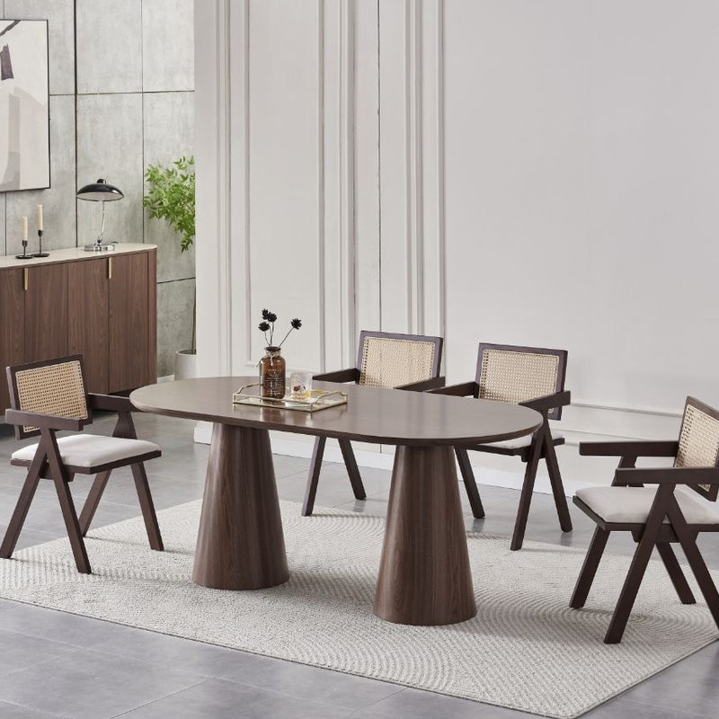Table Repas Iconic – MDF, Design Rectangulaire, 140 cm - Détail surface et pieds