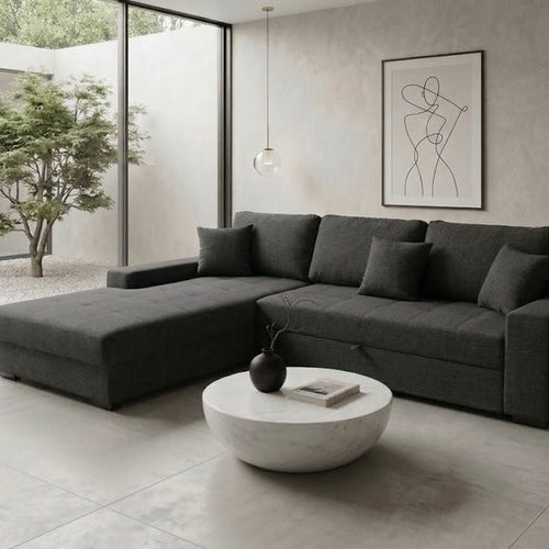Canapé d'Angle Convertible Gris-Taupe