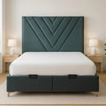 Lit Coffre Elmas – Velours Gris avec Pieds Argentés – 140x200 cm - Vue d'ensemble