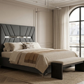 Lit Coffre Hayal – Velours avec Coffre de Rangement – 140x200 cm - Vue d'ensemble