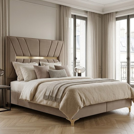 Lit Coffre Hayal – Velours avec Coffre de Rangement – 140x200 cm - Détail velours
