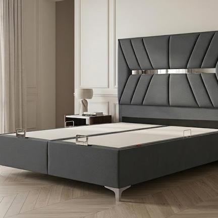 Lit Coffre Hayal – Velours avec Coffre de Rangement – 140x200 cm - Coffre ouvert