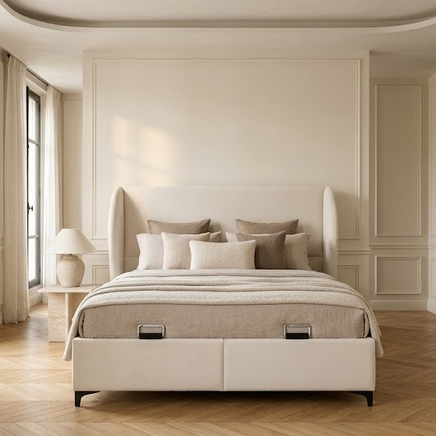 Lit Coffre Serena – Velours avec Coffre de Rangement – 140x200 cm - Détail capitonnage