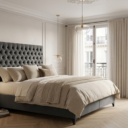 Lit Coffre Tania – Velours avec Coffre de Rangement – 140/160x200 cm - Détail velours