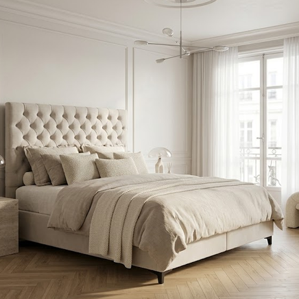 Lit Coffre Tania – Velours avec Coffre de Rangement – 140/160x200 cm - Coffre ouvert