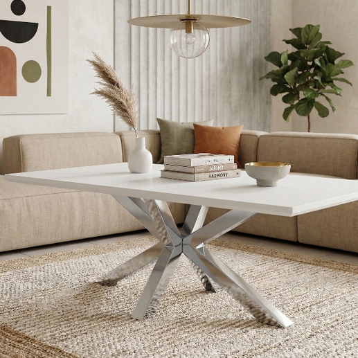 Table Basse Silvia – Blanc avec Pieds Blancs