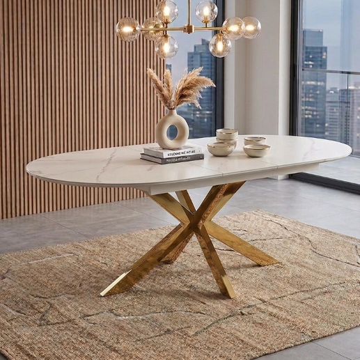 Table Repas Ovale Ophelia – Effet Marbre