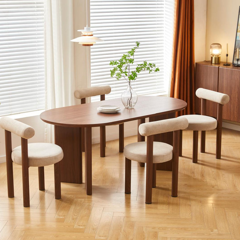 Table Repas Ambre – MDF Effet Noyer, Extensible 160-200 cm - Vue d'ensemble
